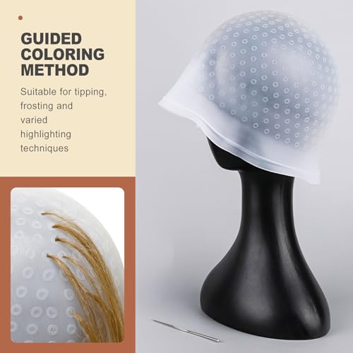 Silicone Hair Highlighting Cap Set - 2 Pcs with Metal Hook