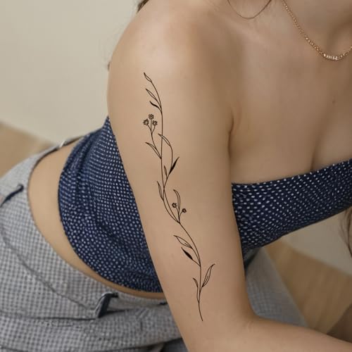 Vine Flower Temporary Tattoo - Waterproof 12 Sheet Set