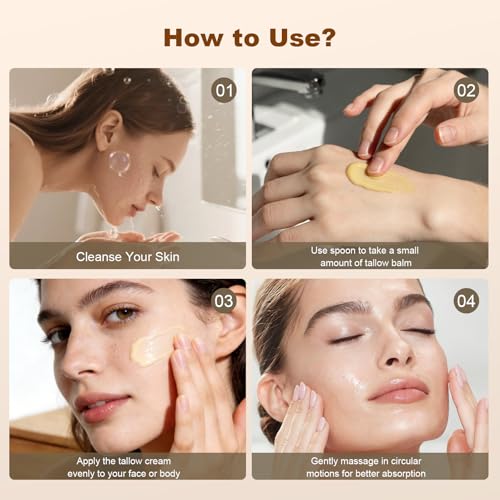 OLV Beef Tallow for Skin, Tallow and Honey Balm for Face Organic Grass-Fed Beef Tallow Balm with Raw Wild Honey, Natural Formula Moisturizing Cream for Body Face(3.38 fl.oz/Unscented)