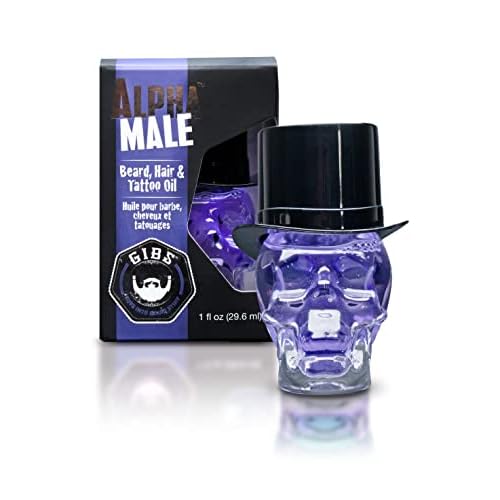 GIBS Signatur Series Skull Hair & Tattoo Oil (Skull Jars) - Softens & Strengthens Beard Growth, Moisturizes Skin