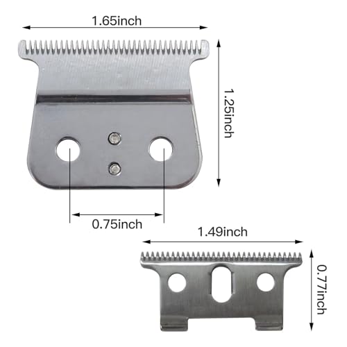 Durable Replacement 2PCss #04710 Blade T Liner Clipper Fit for Andis GTX GTO GO & for Andis Blackouts & for Andis T Outliner (Silver)