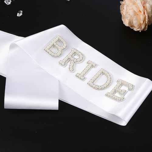 Bride Sash with Pearls and Rhinestones, Bride to Be Sash Gift, Bachelorette Party Sash Accessories, Bachelorette Party Decorations, Bridal Shower Gift Wedding Decorations