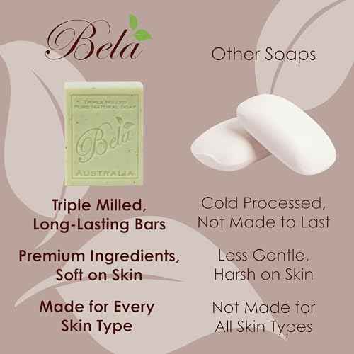 BELA Frankincense and Myrrh Soap 3.3 OZ Pack of 6, French Triple Milled Bar Soap with Organic Shea Butter, Hand, Face and Body Wash Bar, Made in Australia