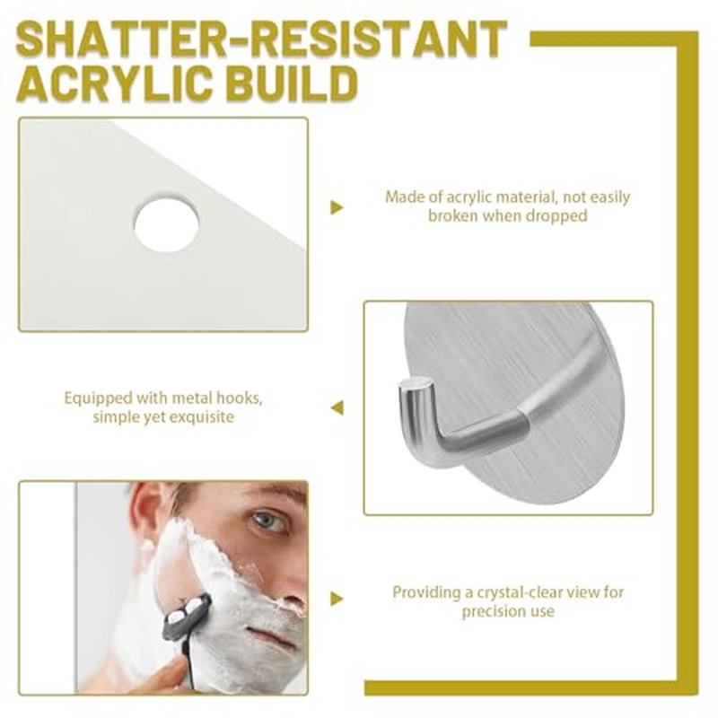 2 Pack Fogless Shower Mirror for Shaving, 6.7x5.1in