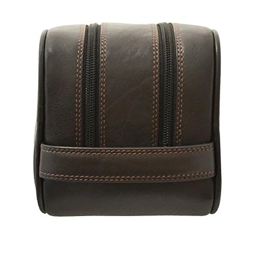 Visconti Heritage 100 Leather Supply Toiletry Bag Case/Large Dopp Kit/Travel Kit Wash Bag (Brown)