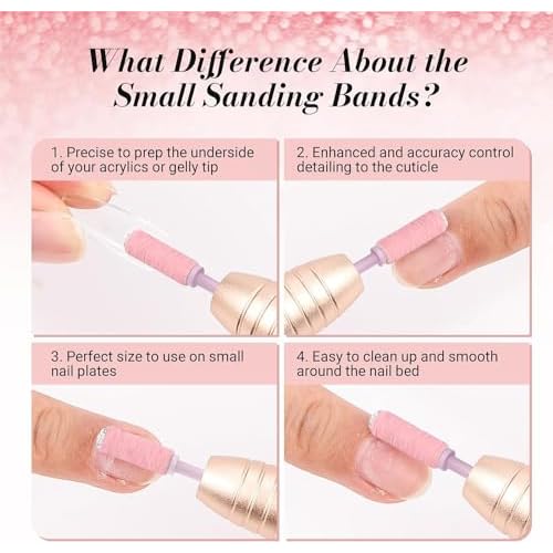 MelodySusie 50 Pcs Nail Drill Bits Small Sanding Bands with 3.1mm Mandrel Bit with Smooth Round Top Small Barrel Carbide Bit