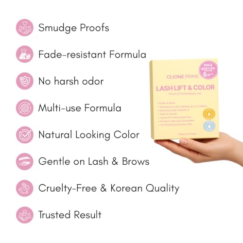 CLIONE PRIME Black Lash Lift & Eyebrow Color Kit - Temporary, Nourishing Vitamin C Formula