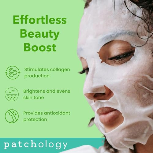 Patchology Press Reset Aloe Vera Face Mask - Moisturizing Facial Sheet Masks w/ Lavender & Vitamin B5 for Skin Relaxation & Revitalization - Ideal Skincare Solution for Sun-Exposed Skin (4 Count)