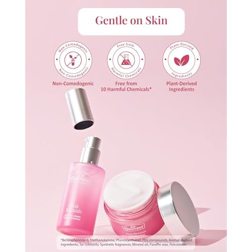 DR. BELMEUR Pink Blemish Calming Serum (1.7fl oz) - Hydrating, Soothing Korean Skin Care for Sensitive Skin. Vegan Hyaluronic Acid, Niacinamide.