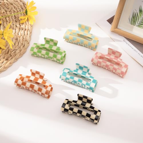 Checkered Claw Clips 6-Pack - Y2K Hair Barrettes for All Hair Types