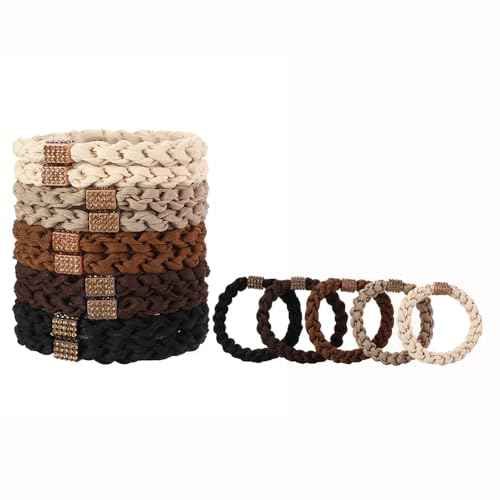 10Pcs Stylish Women Hair Ties, 5 Colors for Hair Bands, 2.36 Inch Diameter Hair Tie for Thick Hair High Ponytail Holders