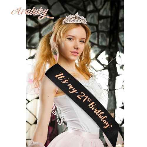 Happy 21st Birthday Decorations for Her - Sash, Crown, and Gifts for Women