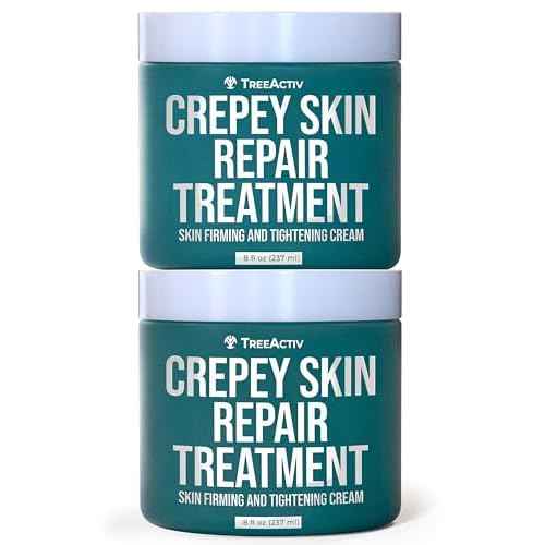 TreeActiv Crepey Skin Repair Treatment, 2-Pack, Firming Cream For Face and Neck, Skin Firming and Tightening Lotion with Hyaluronic Acid, Crepey Skin Treatment to Moisturize Dry Crepe Skin, 1000+ Uses