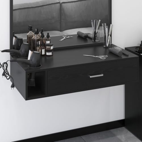 Wall Mount Salon Station Organizer with 3 Dryer Holders