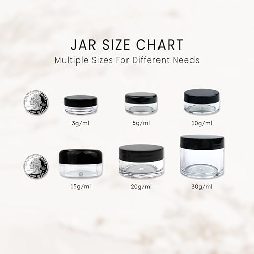 Beauticom 15 gram/15ml Empty Clear Small Round Travel Container Jars with Lids for Make Up Powders, Eyeshadow Pigments, Lotions, Creams, Lip Balm, Lip Gloss, Samples (12 Pieces, Clear Lid)
