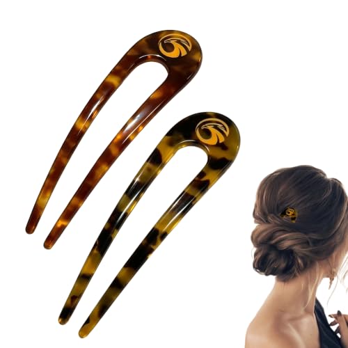 2 PCS Prestige French Hair Pin for Women, Acetate Twist Updos