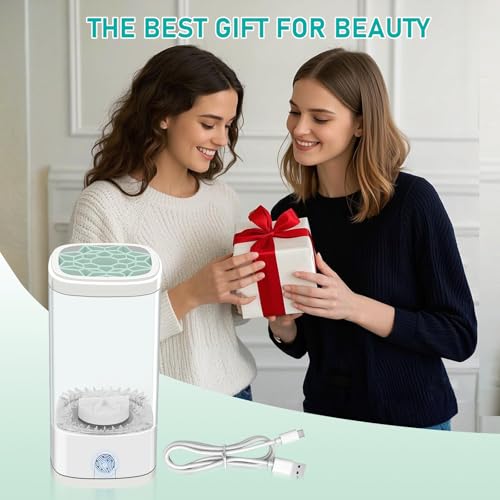 Electric Makeup Brush Cleaner Machine with Dual Modes & Air Dry Holder
