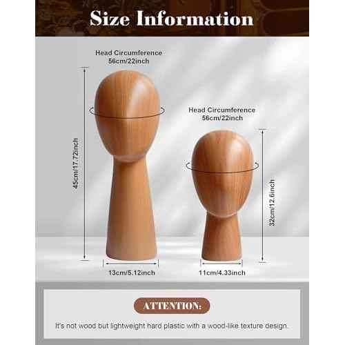 Mannequin Head Block, Hat and Wig Display Stand, Imitation Wooden Wig Head Stand, Abstract Dome Model Head, Manikin Head Hat Holder for Shop, Hair Salon, Home Decor, Durable GFRP Material