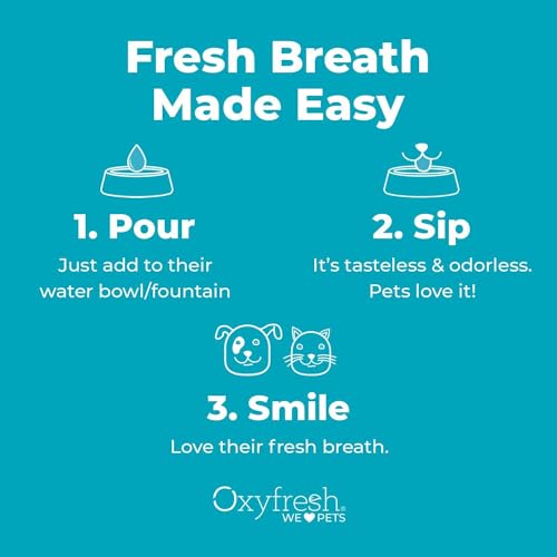 Oxyfresh Premium Pet Dental Care Solution Pet Water Additive: Best Way to Eliminate Bad Dog Breath and Cat Bad Breath - Fights Tartar & Plaque - So Easy, Just Add to Water! Vet Recommended 16 oz.