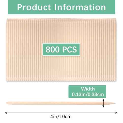 800 Pcs Orange Wood Sticks for Nails, Double Sided Multi-Use Wooden Cuticle Pusher Sticks Disposable Manicure Pedicure Tool Cuticle Stick for Nails, Eyebrow Waxing, Facial Hair Removal