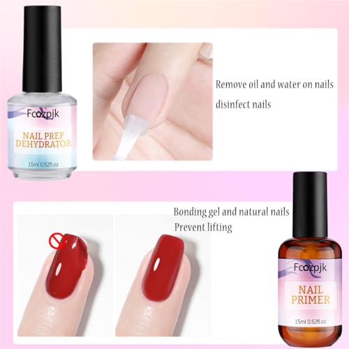 Nail Dehydrator and Acid-Free Primer Set with Cuticle Oil for Acrylic Nails
