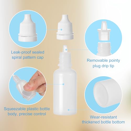 15ml Refillable Plastic Dropper Bottles Set with Funnel - Leak-Proof Travel Containers for Eye & Personal Care