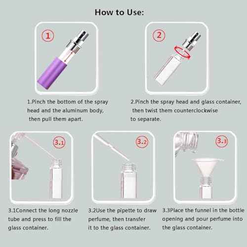 Portable Mini Refillable Atomizer Bottle Atomizer Travel Size Perfume Spray Bottles 6 Pcs Pack of 5ml (5ml-Perfume Atomizer-6p)