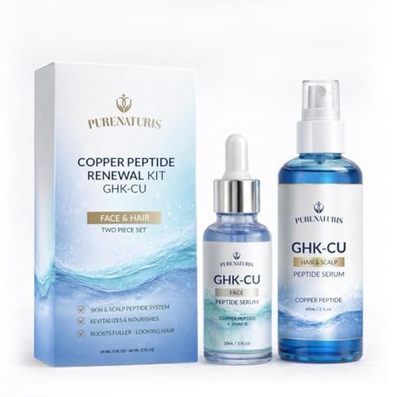 PureNaturis GHK-Cu Copper Peptide Serum Kit for Face & Hair