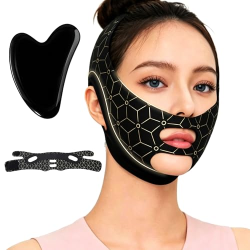 V Line Lifting Face Mask with Gua Sha Tool | Jawline Sculpting Band