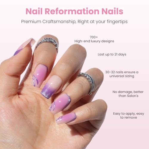 Purple Hour Short Coffin Press On Nails - 32 Pc Kit