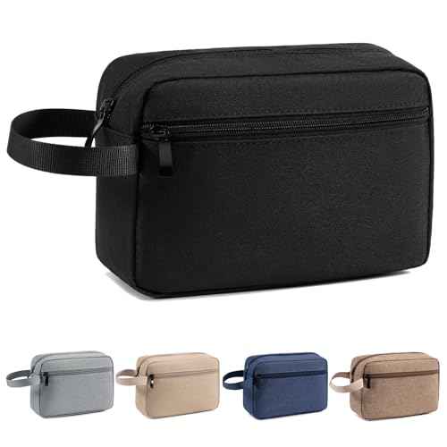 Travel Toiletry Bag, Small Cosmetic Bag, Hanging Water-Resistant Organizer for Men & Women, Ideal for Makeup, Shaving Kit, Gym Essentials & Travel Accessories (Black)