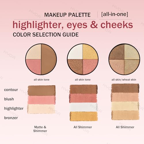 KYDA 3-in-1 Glow Palette - Blush, Highlighter & Contour