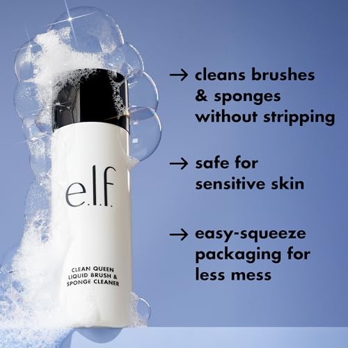 e.l.f. Clean Queen Makeup Brush & Sponge Cleaner - Gentle Foaming, Vegan, 4.1 oz