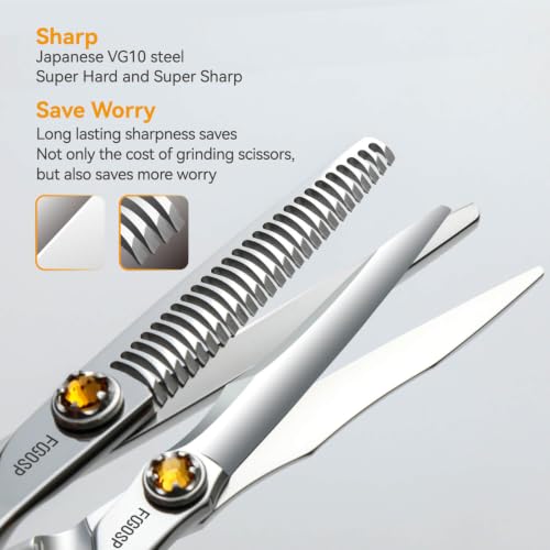 FOGOSP 6-Inch Japanese VG10 Hair Shears Set for Barbers & Salon Professionals