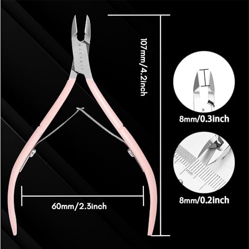 Makartt Precision Cuticle Nipper - Pink Stainless Steel Full-Jaw Trimmer