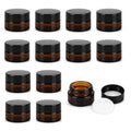 12Pcs Amber Glass Jars with Black Lids - 5ml Refillable Cosmetic Containers