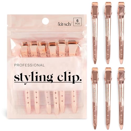 Kitsch Professional Alligator Hair Clips - Rose Gold 3.5" Duckbill (6 Pack)