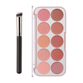 10-Color Blush Palette with Brush – Matte Powder Makeup