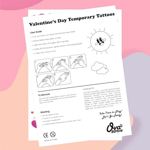 Valentine's Day Temporary Tattoos - 68 Styles Hot Pink Foil