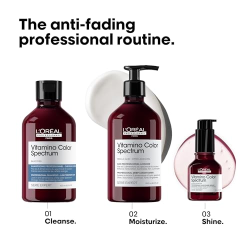 L'Or?al Professionnel Paris Vitamino Color Spectrum Blue Shampoo - Neutralizes Orange Tones, Enhances Shine & Vibrancy, Maintains Day 1 Hair Color, Hydrates & Strengthens Light Brown Hair