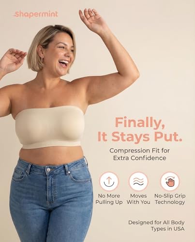 SHAPERMINT Strapless Bra Wireless Bandeau Convertible Straps