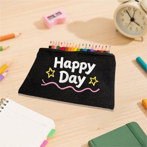 84 Pcs Canvas Zipper Makeup Bags with Zipper Black Bulk Pencil Pouches Blank DIY Craft Canvas Cosmetic Bag Pouch for Makeup Toiletry Stationary Storage Travel