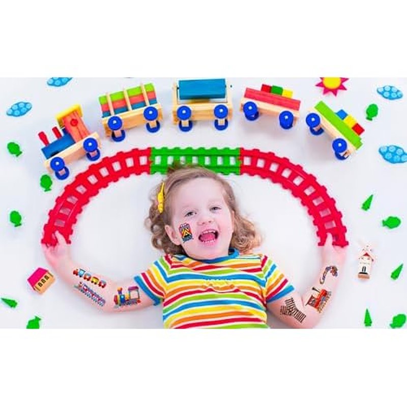 192PCS Colorful Train Tattoos Temporary Stickers Suitable for transportation Themed Birthday Party Favors Supplies Decorations Goodie Bag Stuffers (24 Sheets)