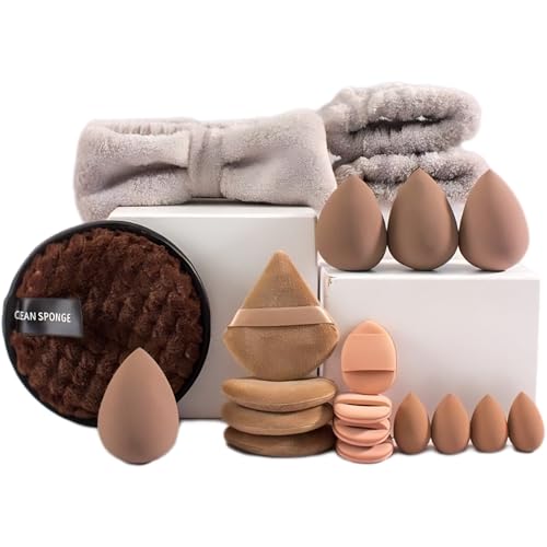 Skincare Face Wash Spa Headband and Wristband Set Makeup Sponge Pieces Powder Puff Face Soft Triangle Makeup Puff Women and Teen Girl Gifts Trendy Stuff