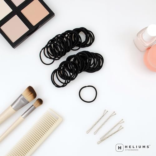 Heliums Small Hair Ties for Kids & Fine Hair - 48 Pack Black