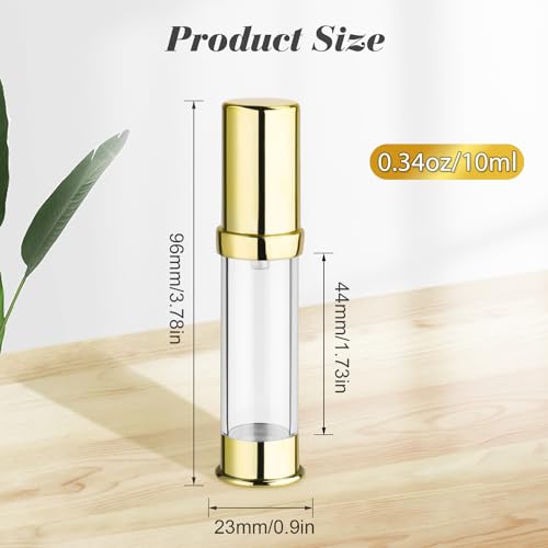 15 Pcs 0.34oz/10ml Airless Pump Bottle Refillable Vacuum Pump Bottles Travel Size Cosmetic Container for for Lotion Cream Moisturizer Facial Serum (Pack of 2)