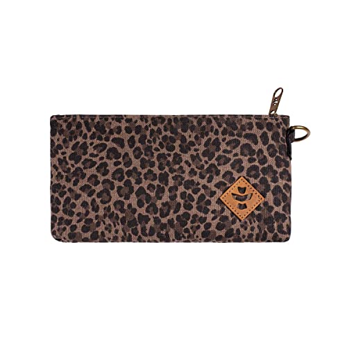 Revelry Supply Broker - Water Resistant, Padded, Lockable, Pocket Size Bag, Pouch With Carbon Filter System 11¡± x 6" - 0.5L (Leopard)