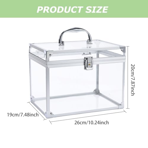Crown Box, Clear Cosmetic Case, Acrylic Artists Display Case, Toiletry Train Case with Latches & Handle Large Capacity Acrylic Travel Makeup Tools Box for Vanity Dresser Bathroom Counter (Silver)