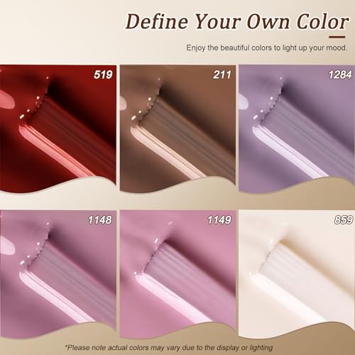 LKE Gel Nail Polish Set 6 Colors Autumn Neutral Brown Nude Pink Milky White Gel Polish Set Gel Nail Kit Soak Off U V/LED Nail Lamp Nail Art Design Manicure for Home DIY & Salon