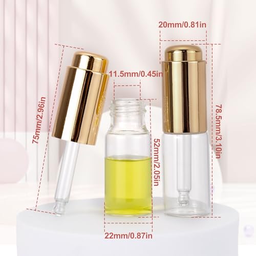 Ellbest 8-Pack 10ml Glass Dropper Bottles with Gold Caps
